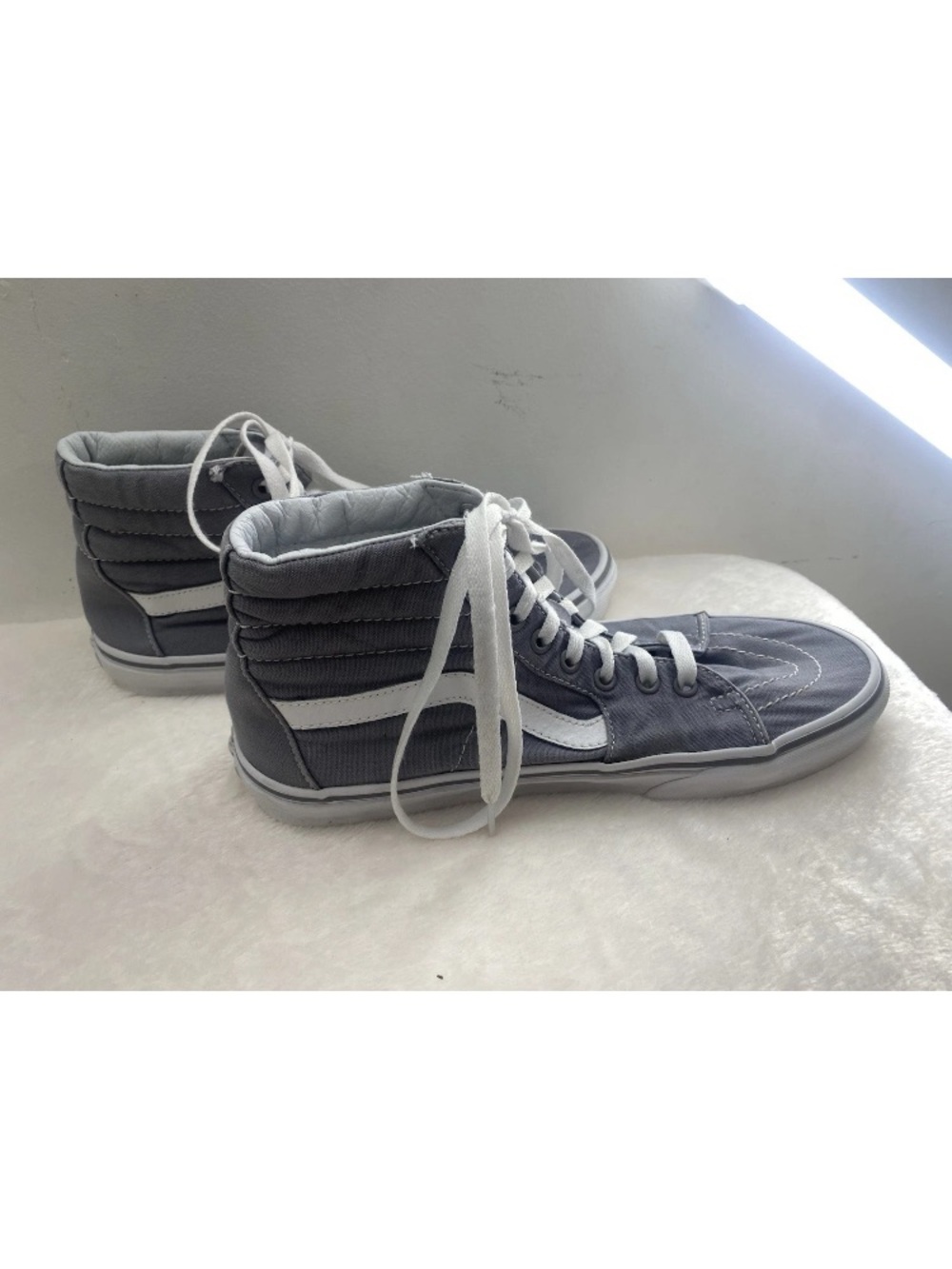 Vans Gray and White Sk8-Hi High-Top Sneakers